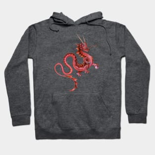 Serene Red Asian Dragon Hoodie